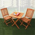 Vifah Malibu 3-Piece Wood Outdoor Patio Bistro Set V03SET1